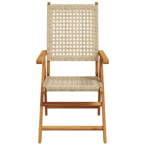 vidaXL Chaise de jardin réglable 4 pcs Beige Rotin PE Bois massif
