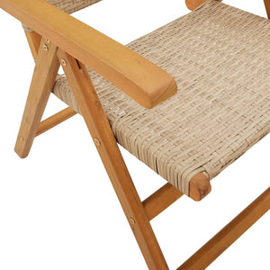 vidaXL Chaise de jardin réglable 4 pcs Beige Rotin PE Bois massif