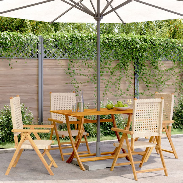 vidaXL Chaise de jardin réglable 4 pcs Beige Rotin PE Bois massif