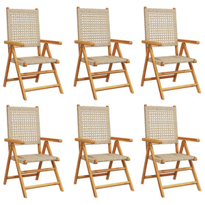vidaXL Chaises de jardin inclinables 6 pcs Beige résine tressée Bois massif