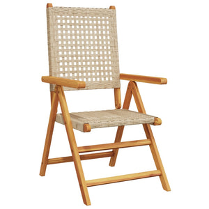vidaXL Chaises de jardin inclinables 6 pcs Beige résine tressée Bois massif