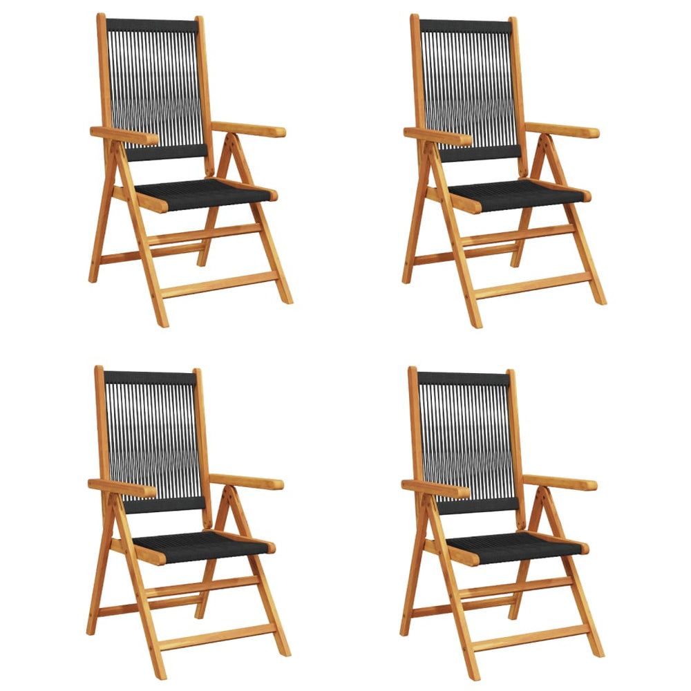 Verstellbare Gartenstühle 4er Set Akazie Schwarz