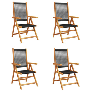 vidaXL Chaises de jardin inclinables 4 pcs Bois d'acacia massif Noir
