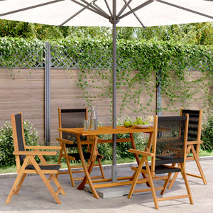 vidaXL Chaises de jardin inclinables 4 pcs Bois d'acacia massif Noir