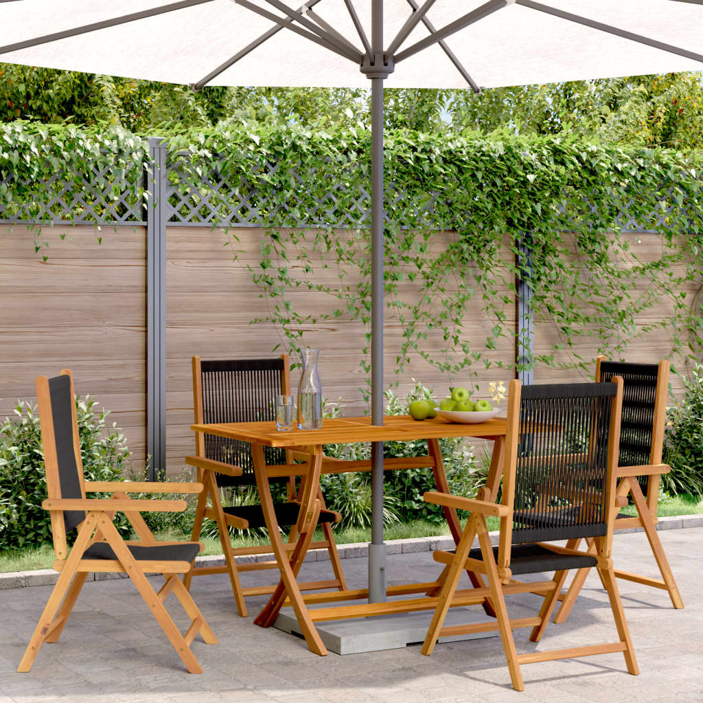 vidaXL Chaises de jardin inclinables 4 pcs Bois d'acacia massif Noir