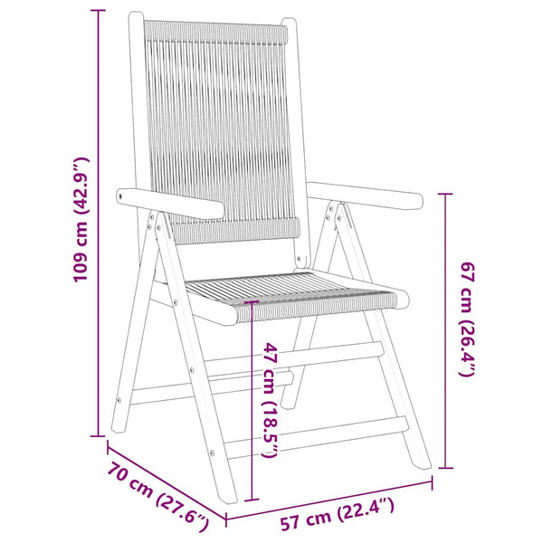 vidaXL Chaises de jardin réglables 6 pcs Bois d'acacia massif Noir
