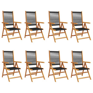 vidaXL Chaises de jardin réglables 8 pcs Noir Bois d'acacia massif