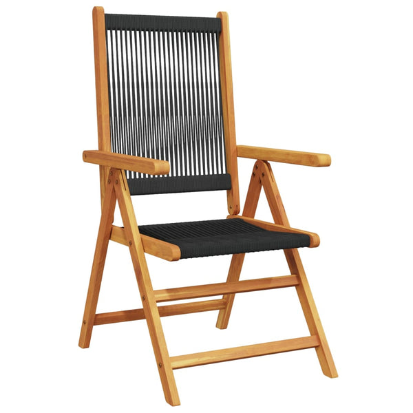 vidaXL Chaises de jardin réglables 8 pcs Noir Bois d'acacia massif