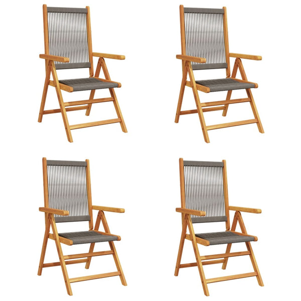 vidaXL Chaises de jardin inclinables 4 pcs Bois d'acacia massif Gris