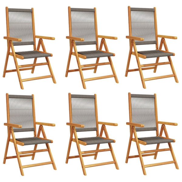 vidaXL Chaises de jardin inclinables 6 pcs Gris Bois d'acacia massif