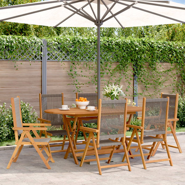 vidaXL Chaises de jardin inclinables 6 pcs Gris Bois d'acacia massif