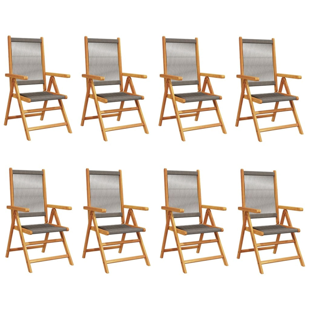 Verstellbare Gartenstühle Grau Akazie 8er Set