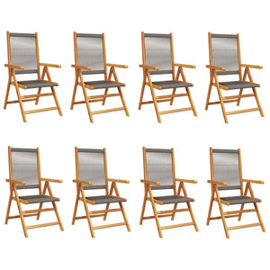 vidaXL Chaises de jardin inclinables 8 pcs Bois d'acacia massif Gris