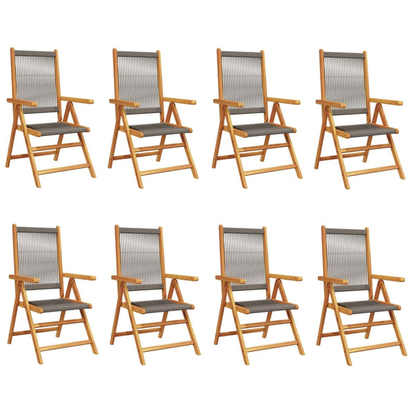 vidaXL Chaises de jardin inclinables 8 pcs Bois d'acacia massif Gris