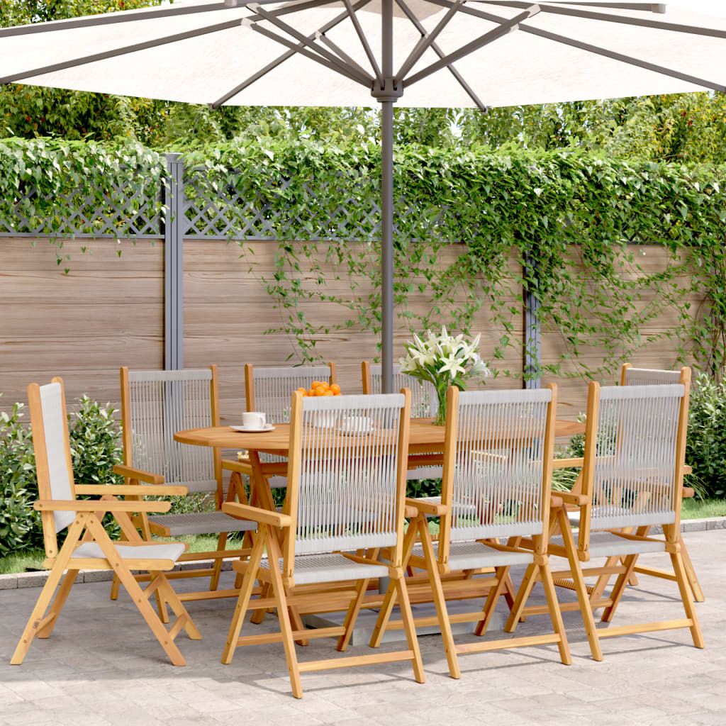 vidaXL Chaises de jardin inclinables 8 pcs Bois d'acacia massif Gris