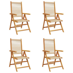 vidaXL Chaise de jardin réglable 4 pcs Beige Bois d'acacia massif