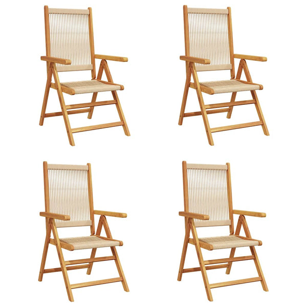 vidaXL Chaise de jardin réglable 4 pcs Beige Bois d'acacia massif