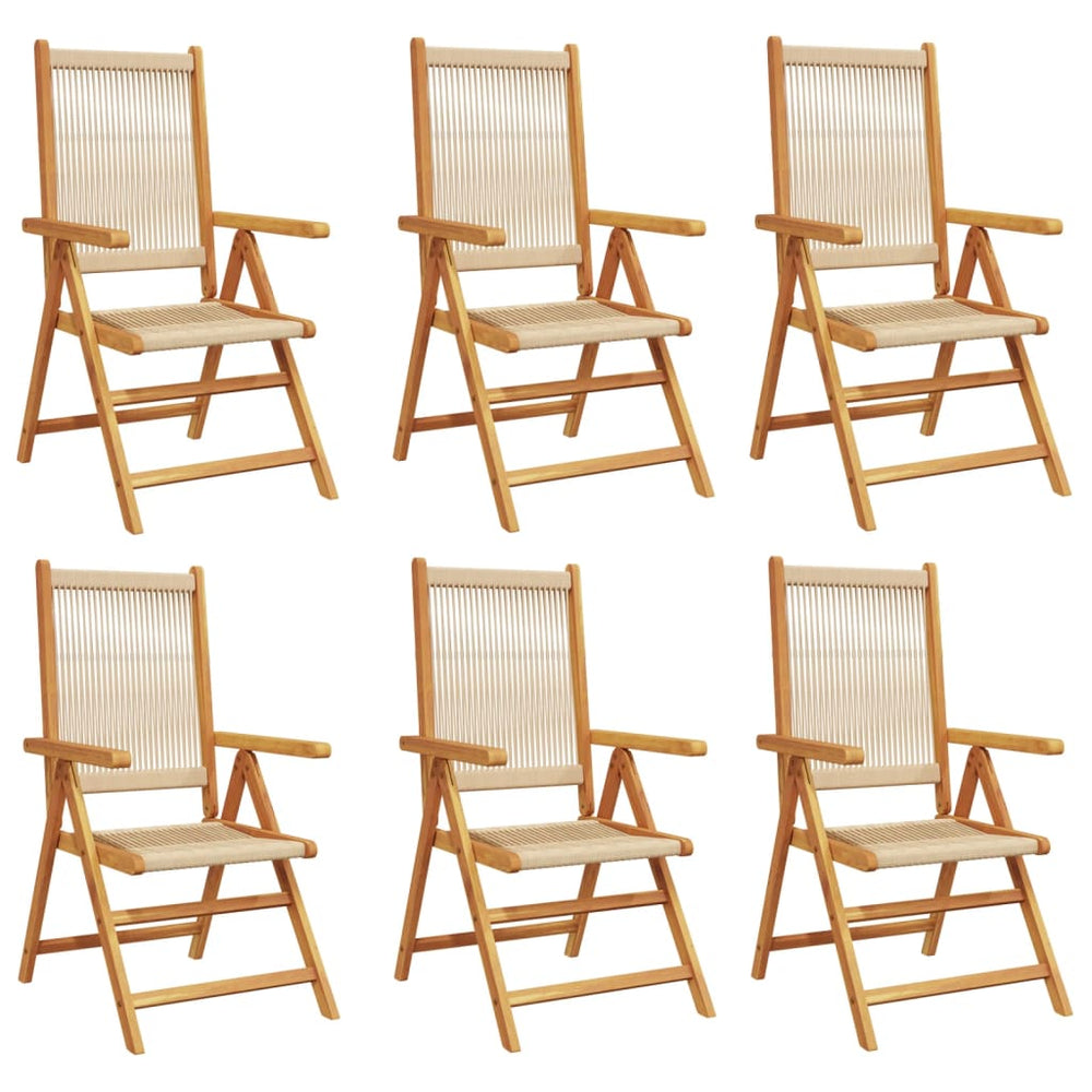 vidaXL Chaises de jardin inclinables 6 pcs Beige Bois d'acacia massif