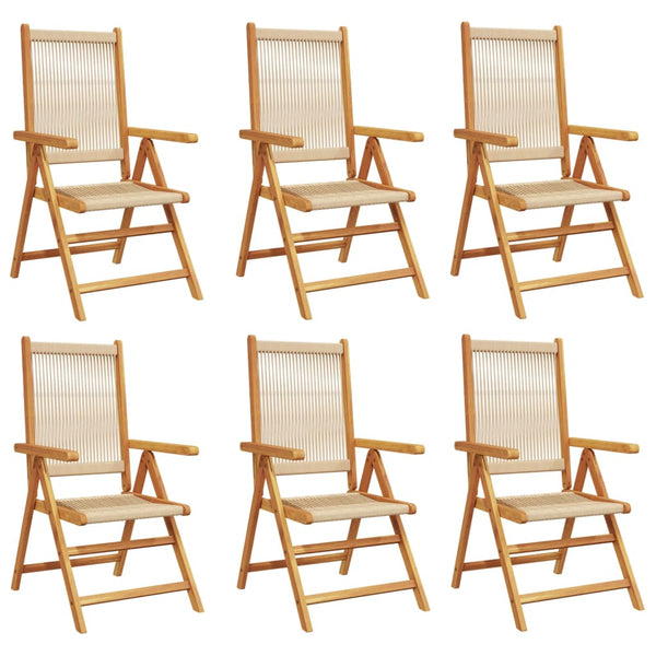 vidaXL Chaises de jardin inclinables 6 pcs Beige Bois d'acacia massif
