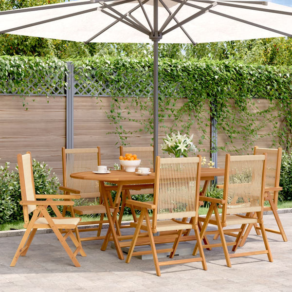 vidaXL Chaises de jardin inclinables 6 pcs Beige Bois d'acacia massif