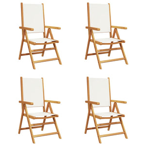 vidaXL Chaises de jardin réglables 4 pcs Crème Tissu et bois massif