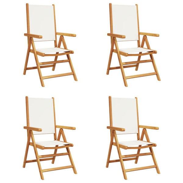 vidaXL Chaises de jardin réglables 4 pcs Crème Tissu et bois massif