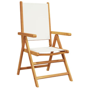 vidaXL Chaises de jardin réglables 4 pcs Crème Tissu et bois massif