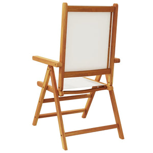 vidaXL Chaises de jardin réglables 4 pcs Crème Tissu et bois massif
