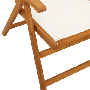 vidaXL Chaises de jardin réglables 4 pcs Crème Tissu et bois massif