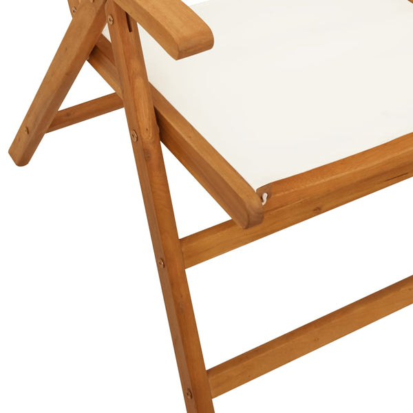 vidaXL Chaises de jardin réglables 4 pcs Crème Tissu et bois massif