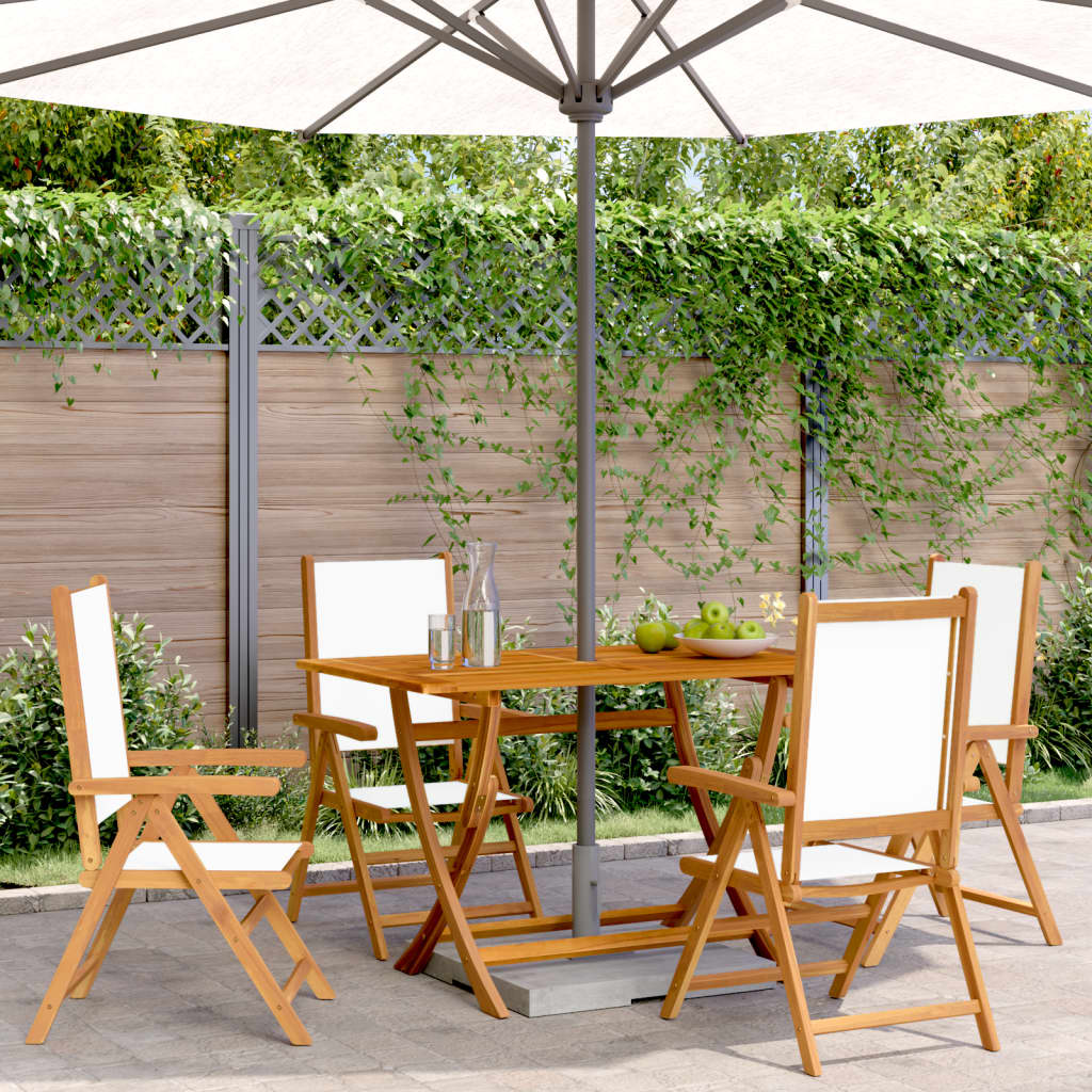 vidaXL Chaises de jardin réglables 4 pcs Crème Tissu et bois massif