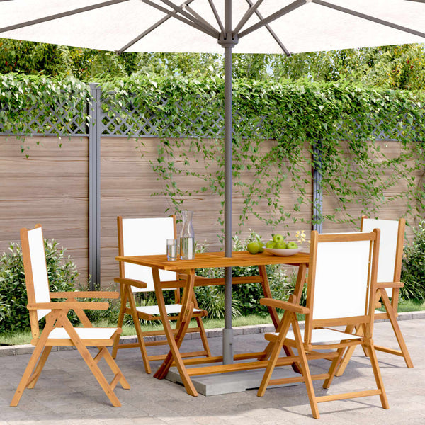 vidaXL Chaises de jardin réglables 4 pcs Crème Tissu et bois massif