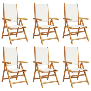 vidaXL Chaises de jardin inclinables 6 pcs Crème Tissu et bois massif
