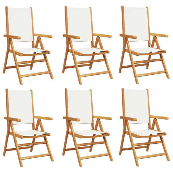 vidaXL Chaises de jardin inclinables 6 pcs Crème Tissu et bois massif
