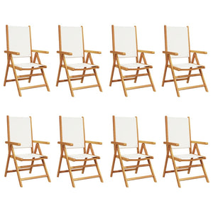 vidaXL Chaises de jardin réglables 8 pcs Crème Tissu et Bois massif