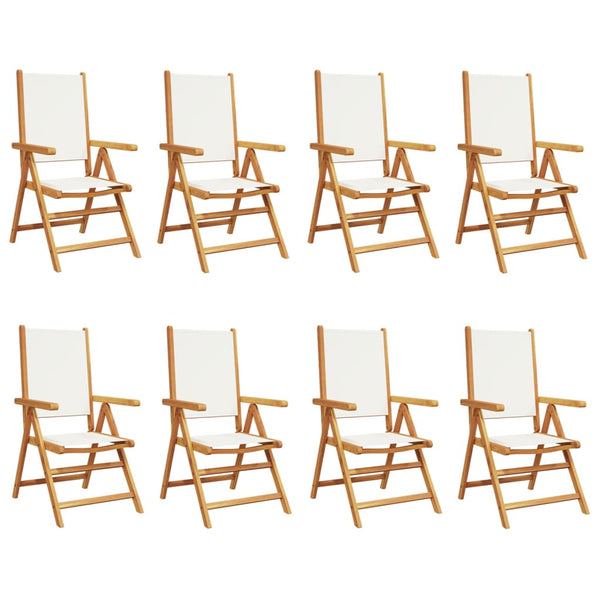 vidaXL Chaises de jardin réglables 8 pcs Crème Tissu et Bois massif