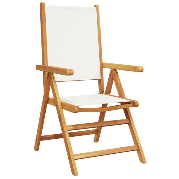 vidaXL Chaises de jardin réglables 8 pcs Crème Tissu et Bois massif