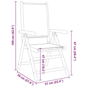 vidaXL Chaises de jardin réglables 8 pcs Crème Tissu et Bois massif