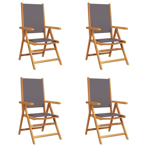 vidaXL Chaises de jardin inclinables 4 pcs Tissu anthracite et bois massif