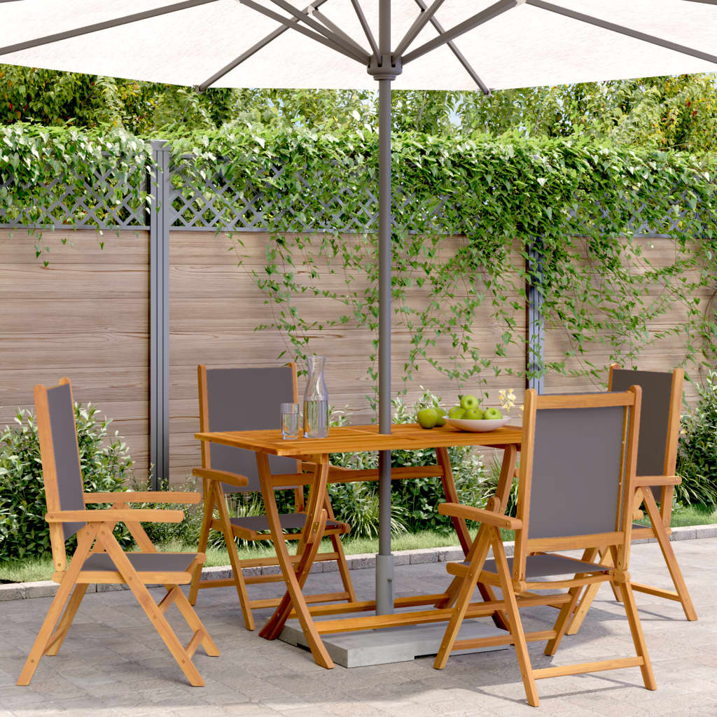 vidaXL Chaises de jardin inclinables 4 pcs Tissu anthracite et bois massif