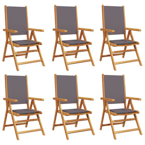 vidaXL Chaises de jardin réglables 6 pcs Tissu anthracite et bois massif