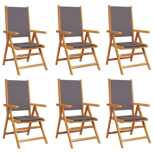vidaXL Chaises de jardin réglables 6 pcs Tissu anthracite et bois massif