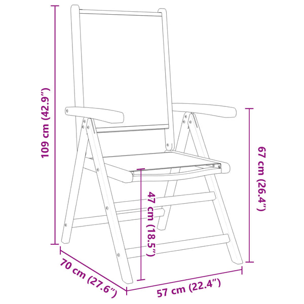 vidaXL Chaises de jardin réglables 6 pcs Tissu anthracite et bois massif