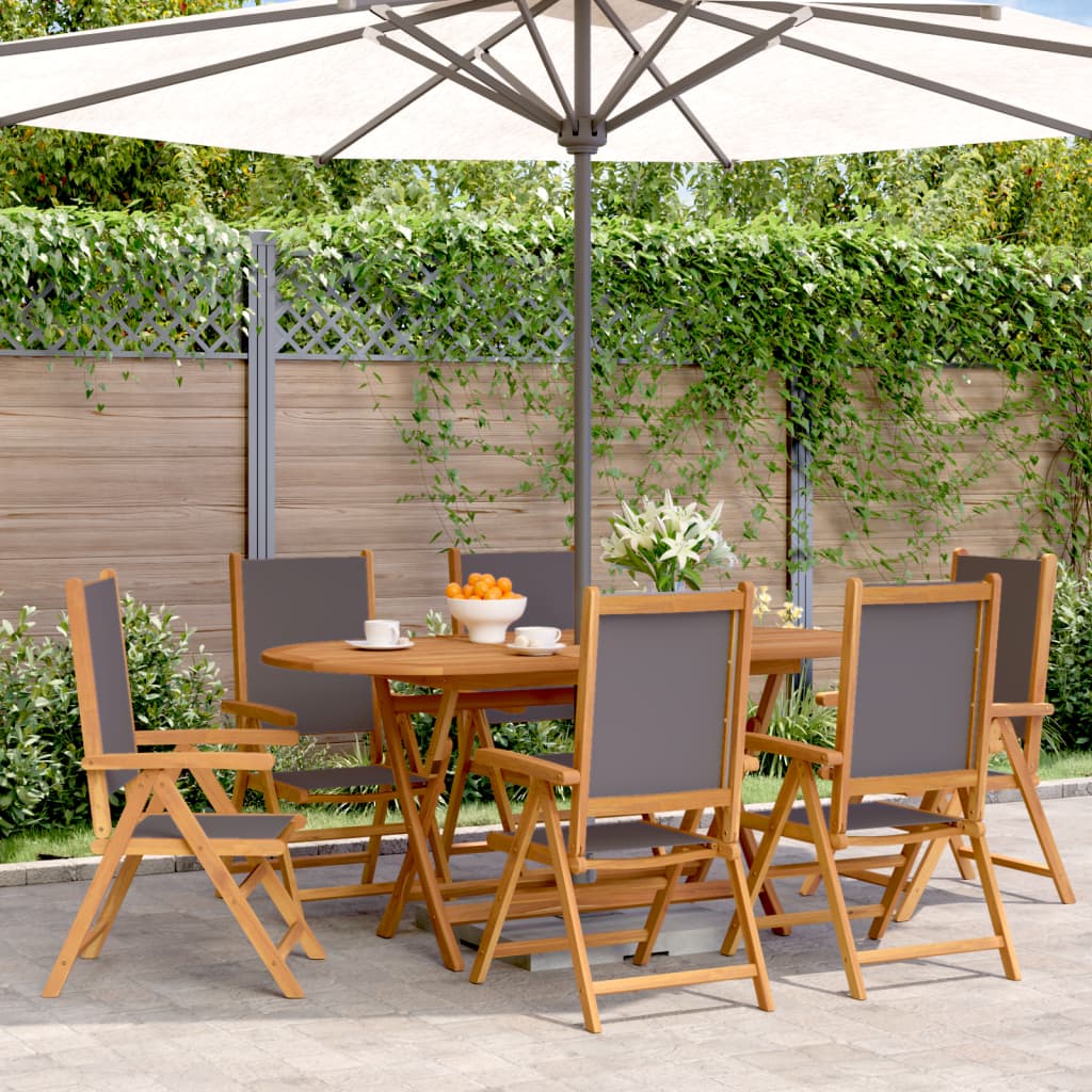 vidaXL Chaises de jardin réglables 6 pcs Tissu anthracite et bois massif