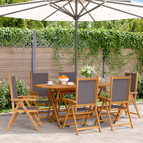vidaXL Chaises de jardin réglables 6 pcs Tissu anthracite et bois massif