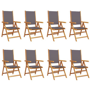 vidaXL Chaises de jardin inclinables 8 pcs Anthracite Tissu et bois massif