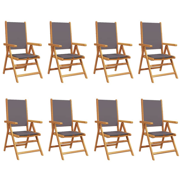 vidaXL Chaises de jardin inclinables 8 pcs Anthracite Tissu et bois massif