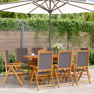 vidaXL Chaises de jardin inclinables 8 pcs Anthracite Tissu et bois massif