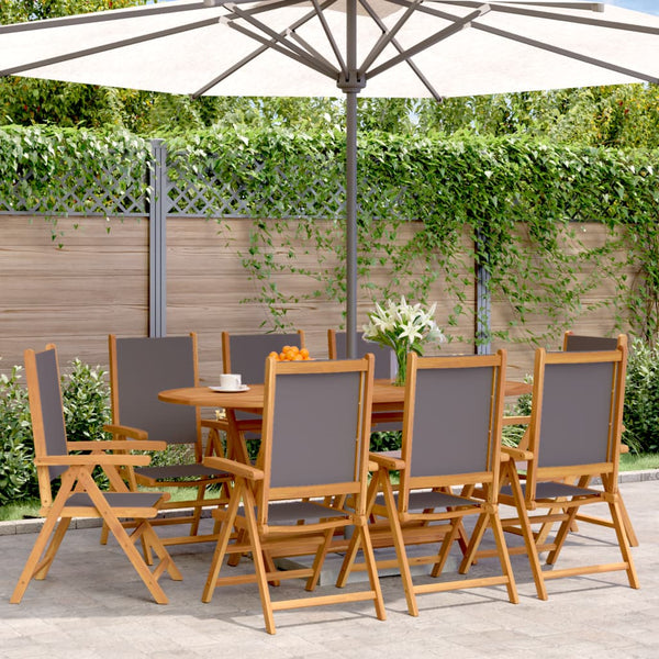 vidaXL Chaises de jardin inclinables 8 pcs Anthracite Tissu et bois massif