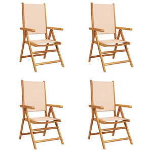 vidaXL Chaises de jardin réglables 4 pcs Tissu beige et bois massif
